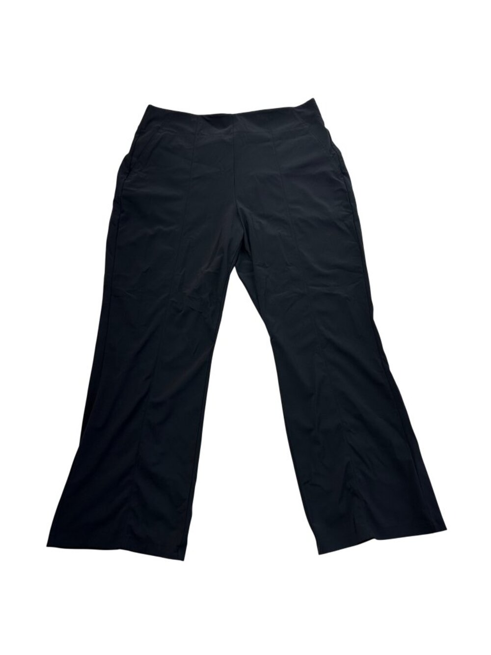 Athleta Cosmic Kick Flare Pant Ankle Length Size 14 Black Travel Casual Stretch